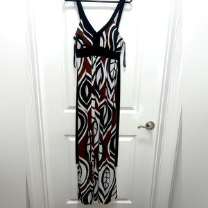 Bisou Bisou Leaf Print Boho Maxi Dress